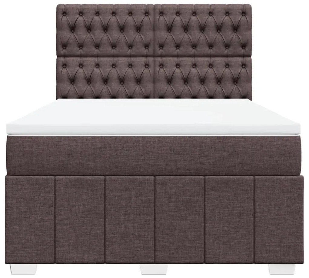 Cama com molas/colchão 140x190 cm tecido castanho-escuro