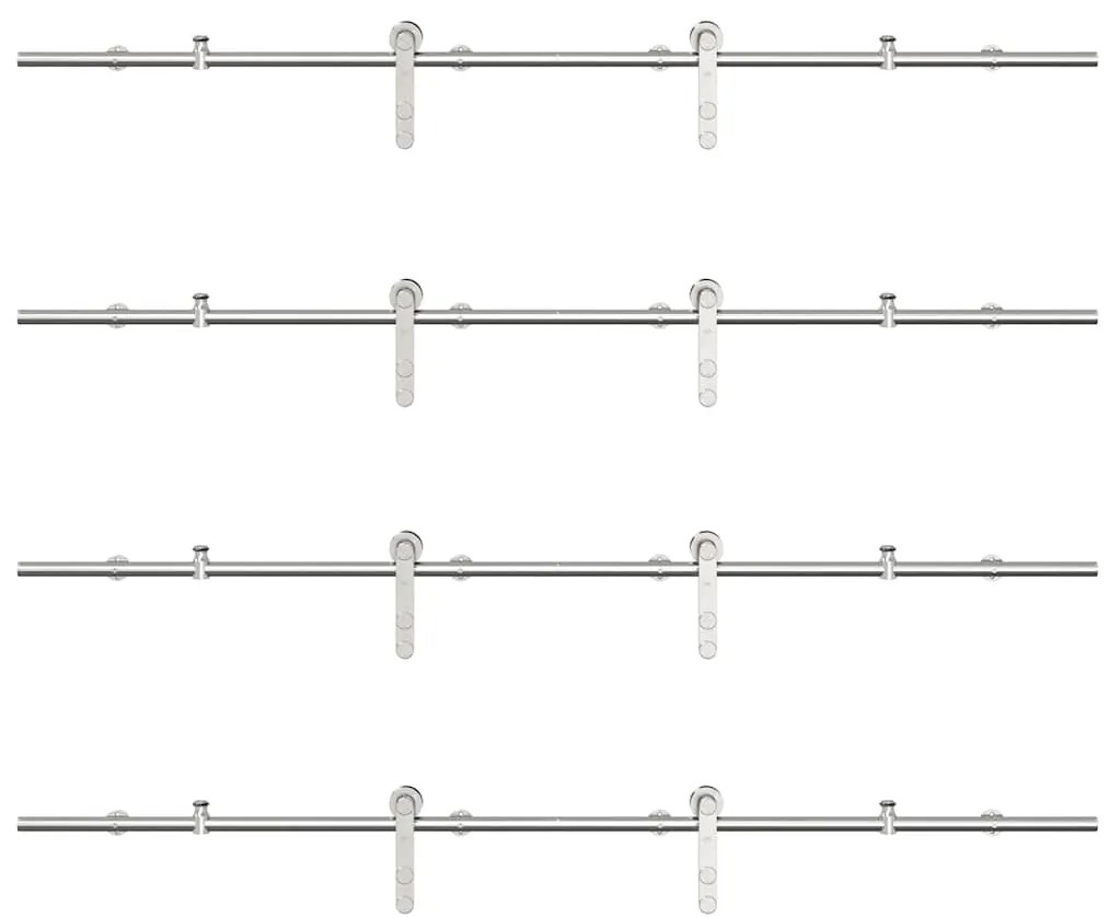 Kit ferragens p/ porta deslizante 366cm aço inoxidável prateado