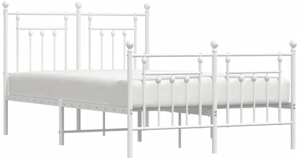 Estrutura de cama com cabeceira e pés 120x200 cm metal branco