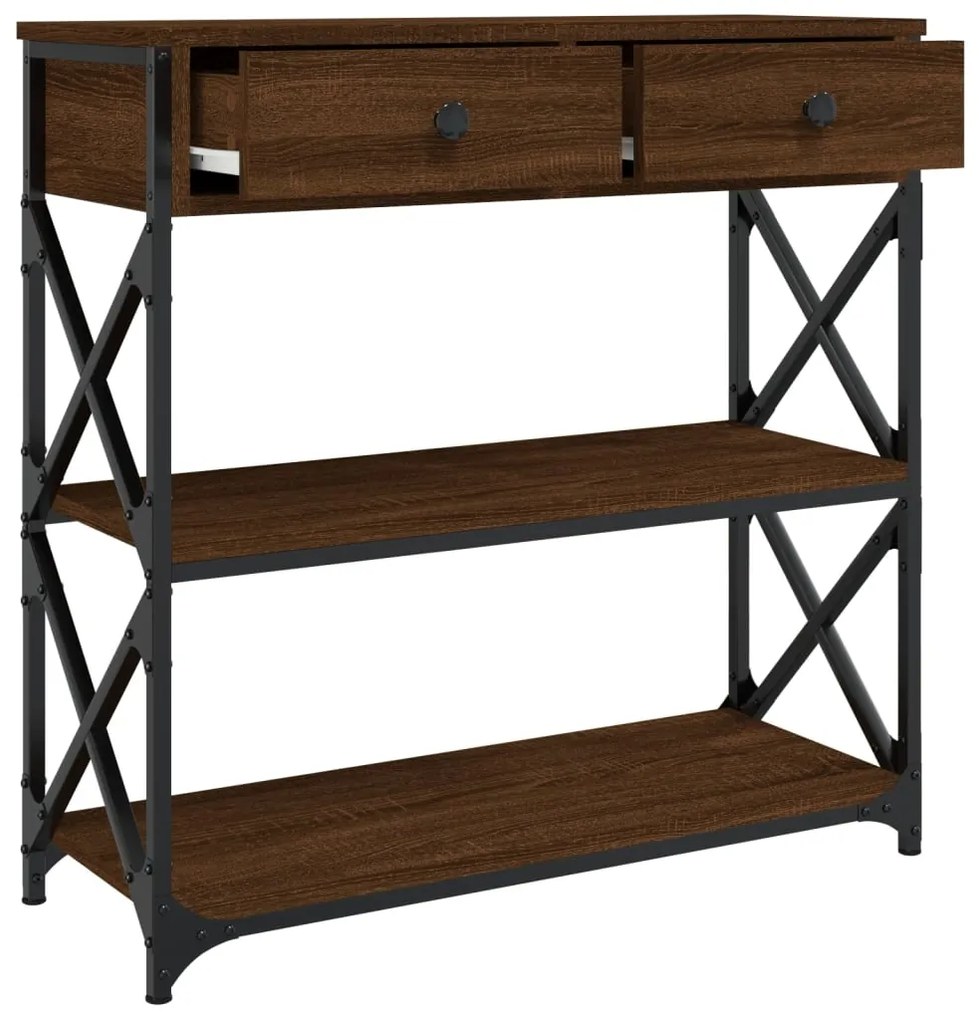 Mesa consola 75x28x75 cm derivados madeira carvalho castanho
