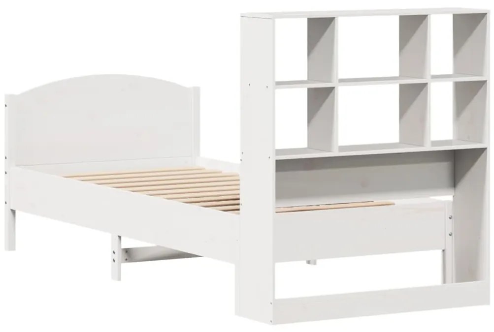 Cama com estante sem colchão 90x190 cm pinho maciço branco