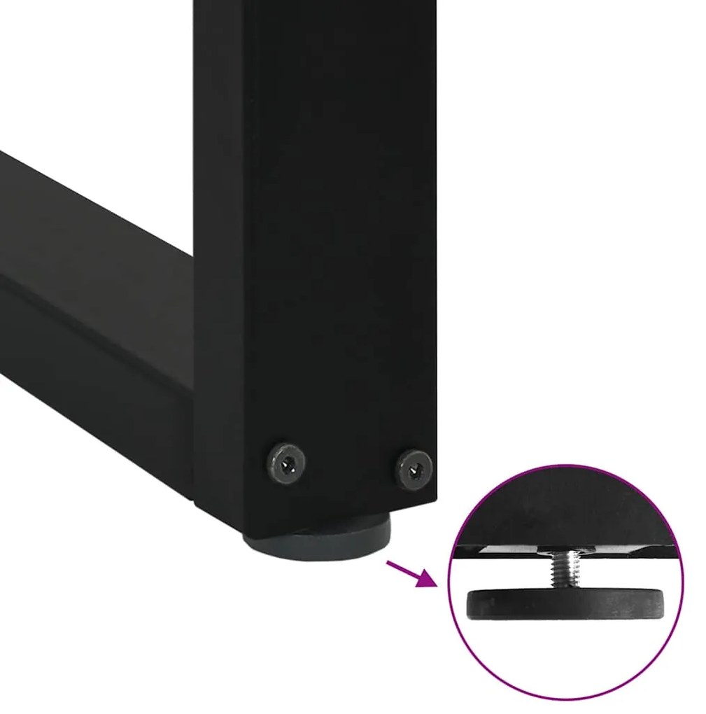 Pés para mesa de jantar em formato de U, 2 peças, preto, 100x(72-73) c