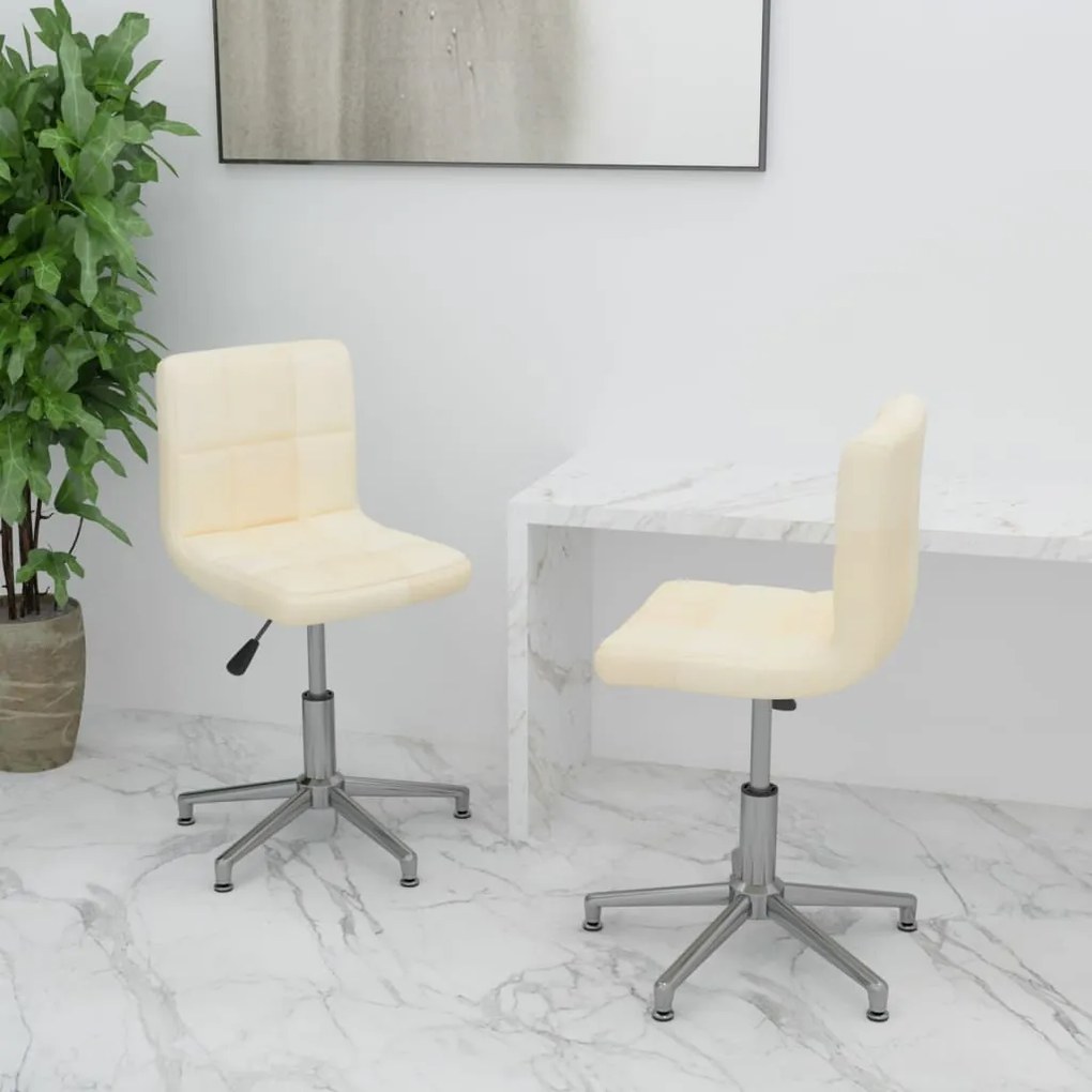 vidaXL Cadeiras de jantar giratórias 2 pcs tecido cor creme