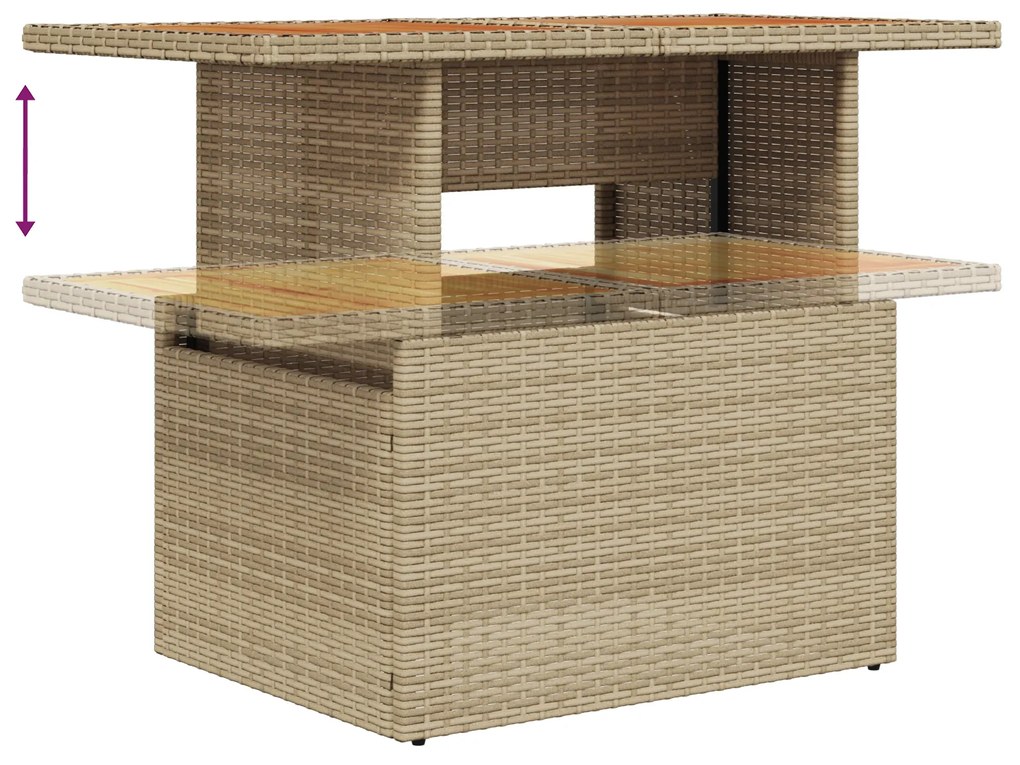 Conjunto de Sofá de Jardim com 6 Peças e Almofadas Bege Vime PE