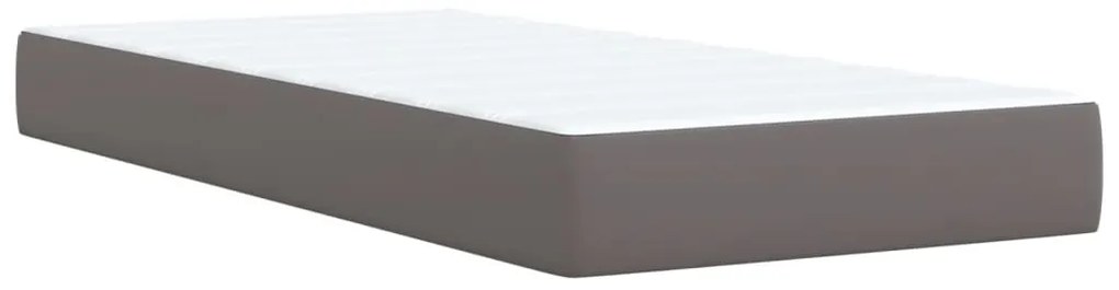 Cama com molas/colchão 80x200 cm couro artificial cinza