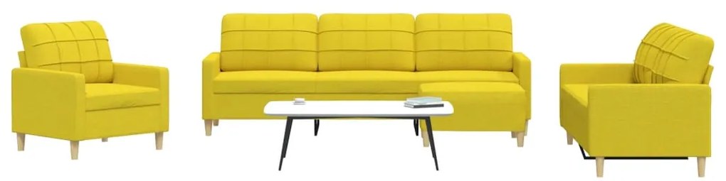4 pcs conjunto de sofás com apoio de pés tecido amarelo-claro