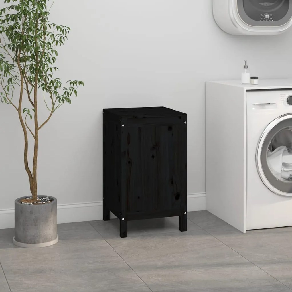 Caixa para roupa 44x44x76 cm madeira de pinho maciça preto
