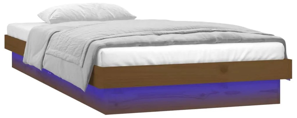 Estrutura cama +LEDs pequena solteiro 75x190cm madeira castanho