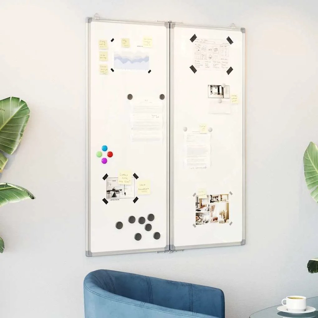vidaXL Quadro branco magnético dobrável 80x100x1,7 cm alumínio