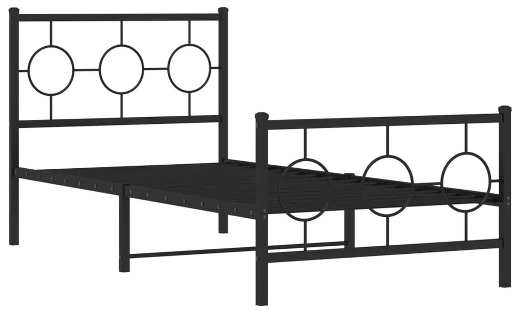 Estrutura de cama com cabeceira e pés 90x190 cm metal preto