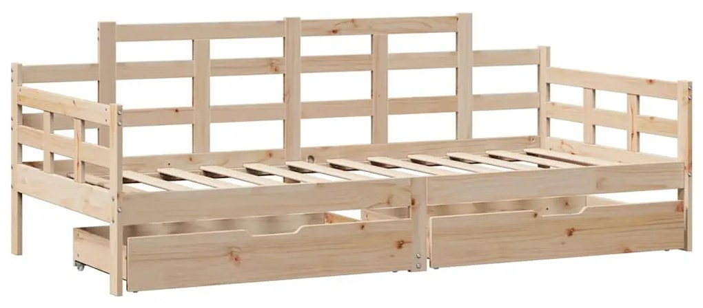 Sofá-cama com gavetas 90x190 cm madeira de pinho maciça