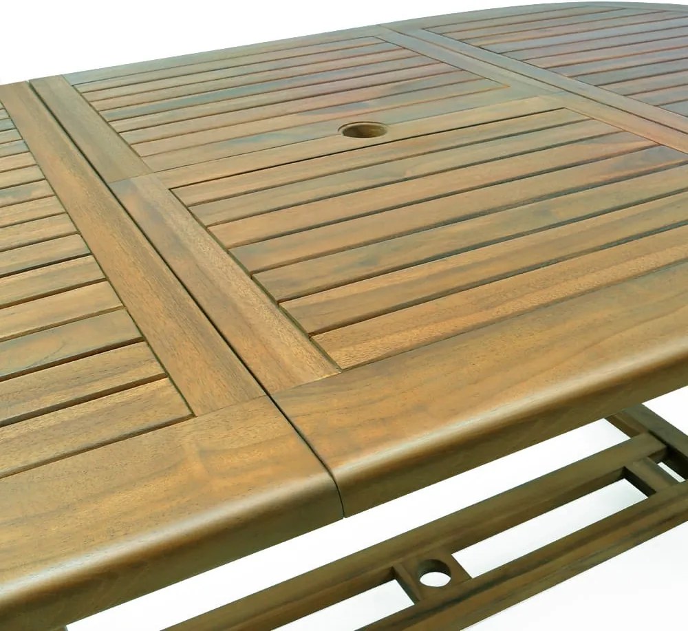 Mesa de jardim em madeira de eucalipto Vanamo 150-200x100x74cm com certificação FSC