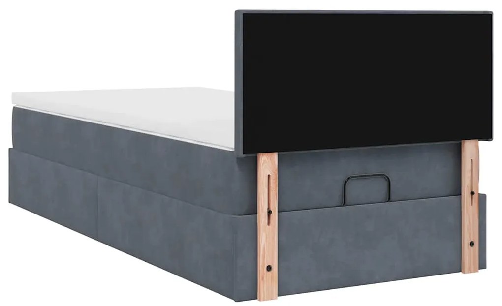 Estrutura cama otomana colchão 80x200 cm veludo cinzento escuro