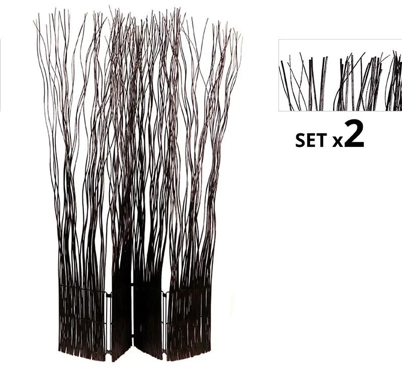 Set de 2 Biombos Separadores Kim 4 Folhas Marrons