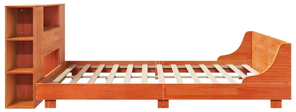 Cama sem colchão 200x200 cm pinho maciço castanho-mel