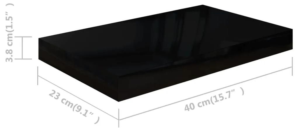 Prateleira de parede suspensa 40x23x3,8 cm MDF preto