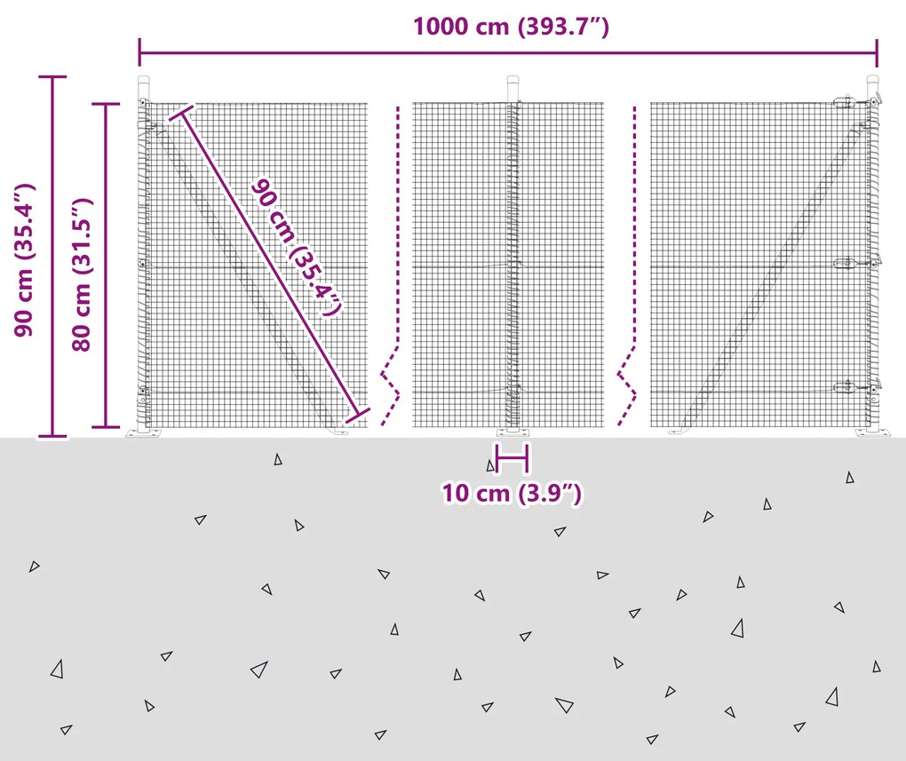 Cerca de Fio Soldado com 7 Postes Flangeados Verde 0.8x10 m Aço