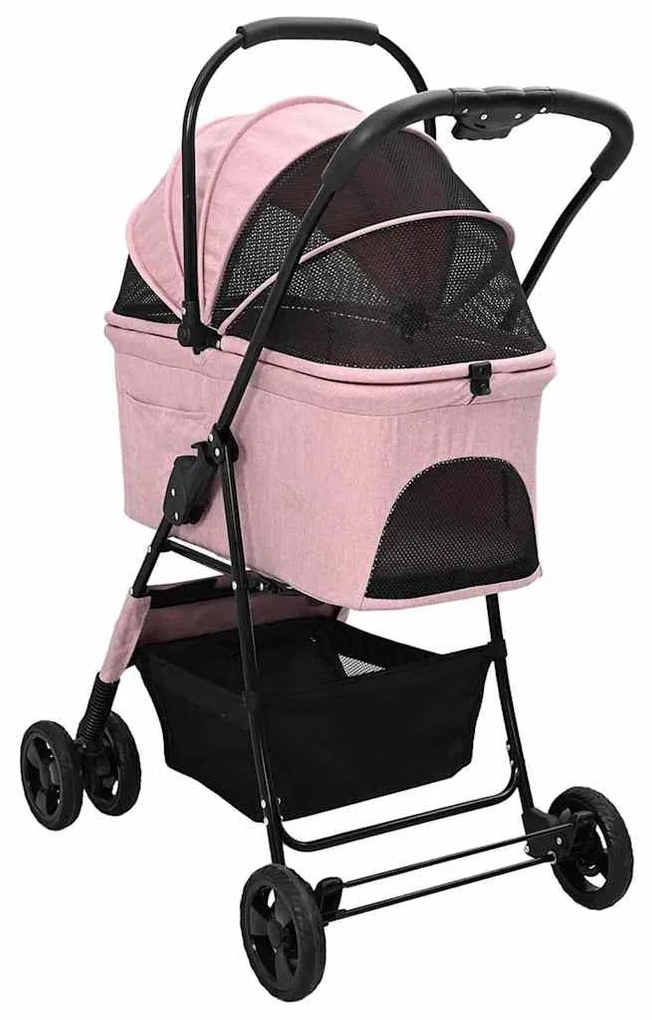 Carrinho de Pet Dobrável Rosa 81 x 47 x 99 cm Tecido Oxford
