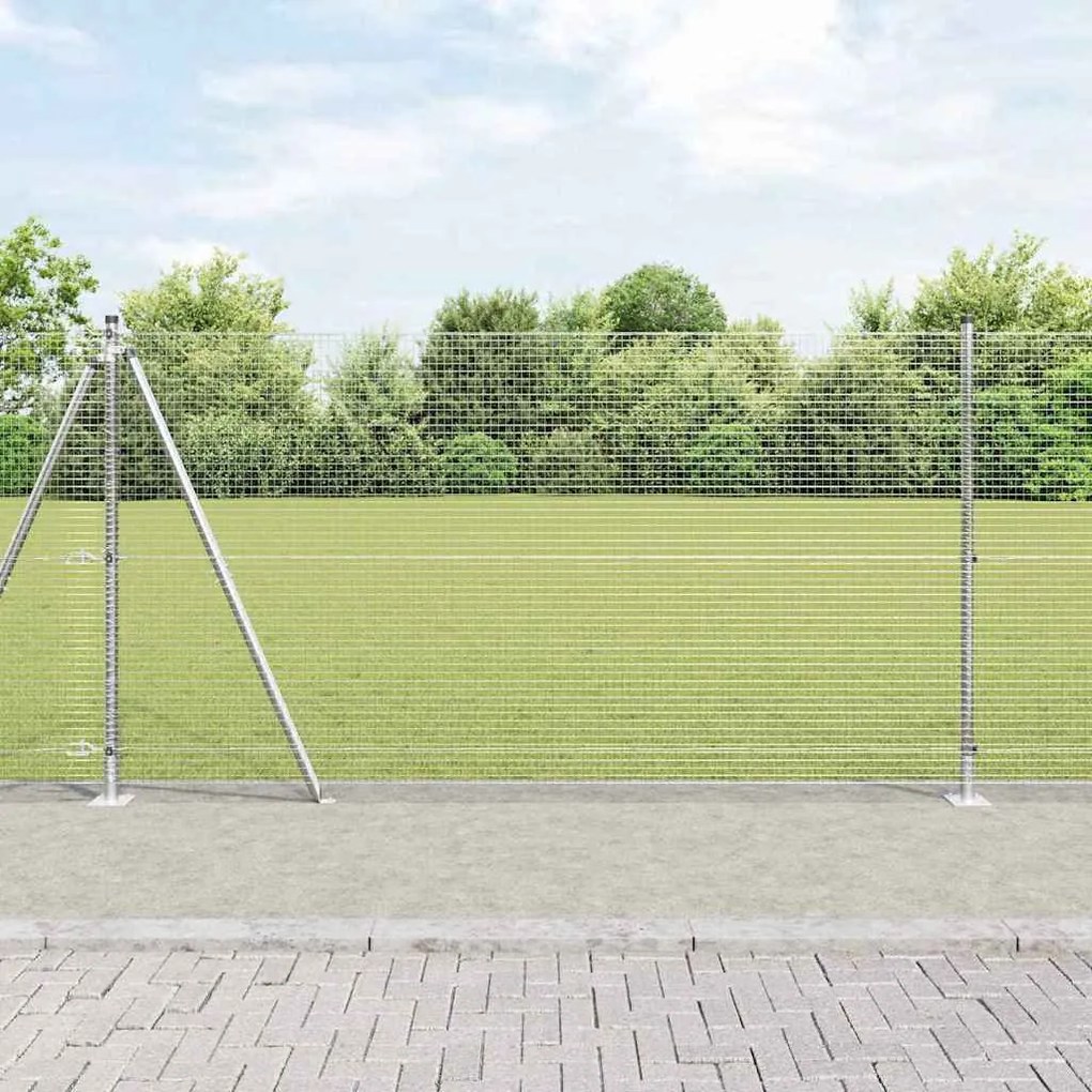 vidaXL Cerca de Fio Soldado com 7 Postes Flangeados 1.2x10 m Aço Galvanizado