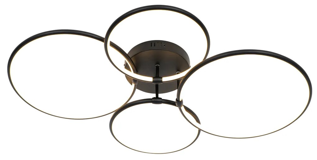 Candeeiro de teto preto com LED 3 níveis de intensidade 4 luzes - Joaniqa