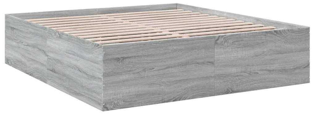 Estrutura de cama 200x200 cm derivados madeira cinzento sonoma