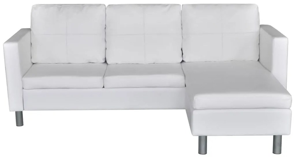 Sofá secional de 3 lugares couro artificial branco