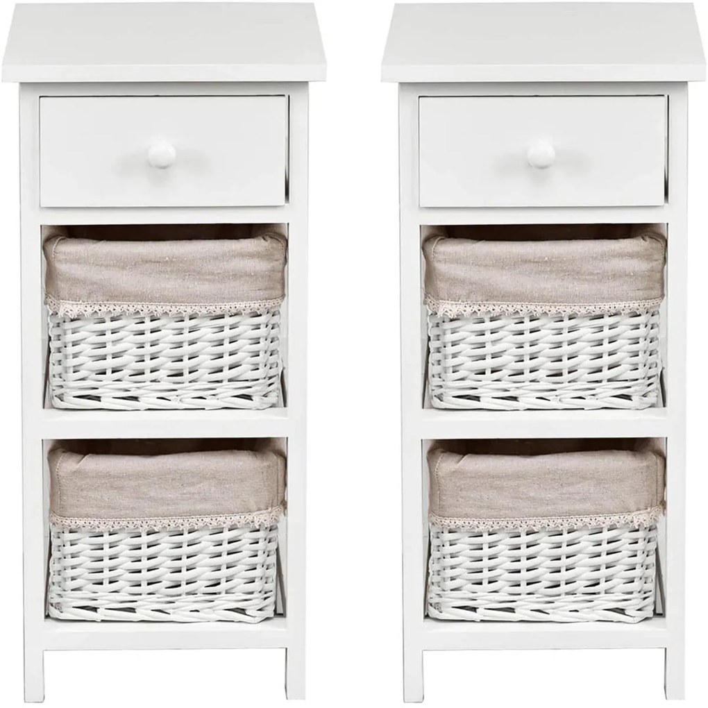 Conjunto de 2 Mesas de Cabeceira "Linna" - 28 x 26 x 59,5 cm - Branco