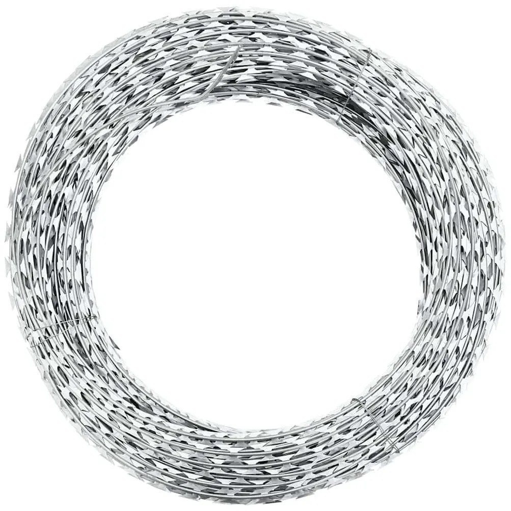 vidaXL Rolo de arame farpado Concertina em espiral aço galvanizado 60m