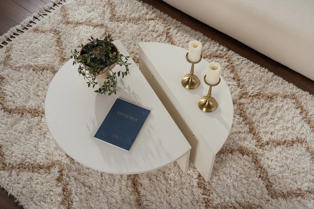 Mesa de Centro Orion – Branco Amadeirado – 90x30x60 cm & 85x35x30 cm