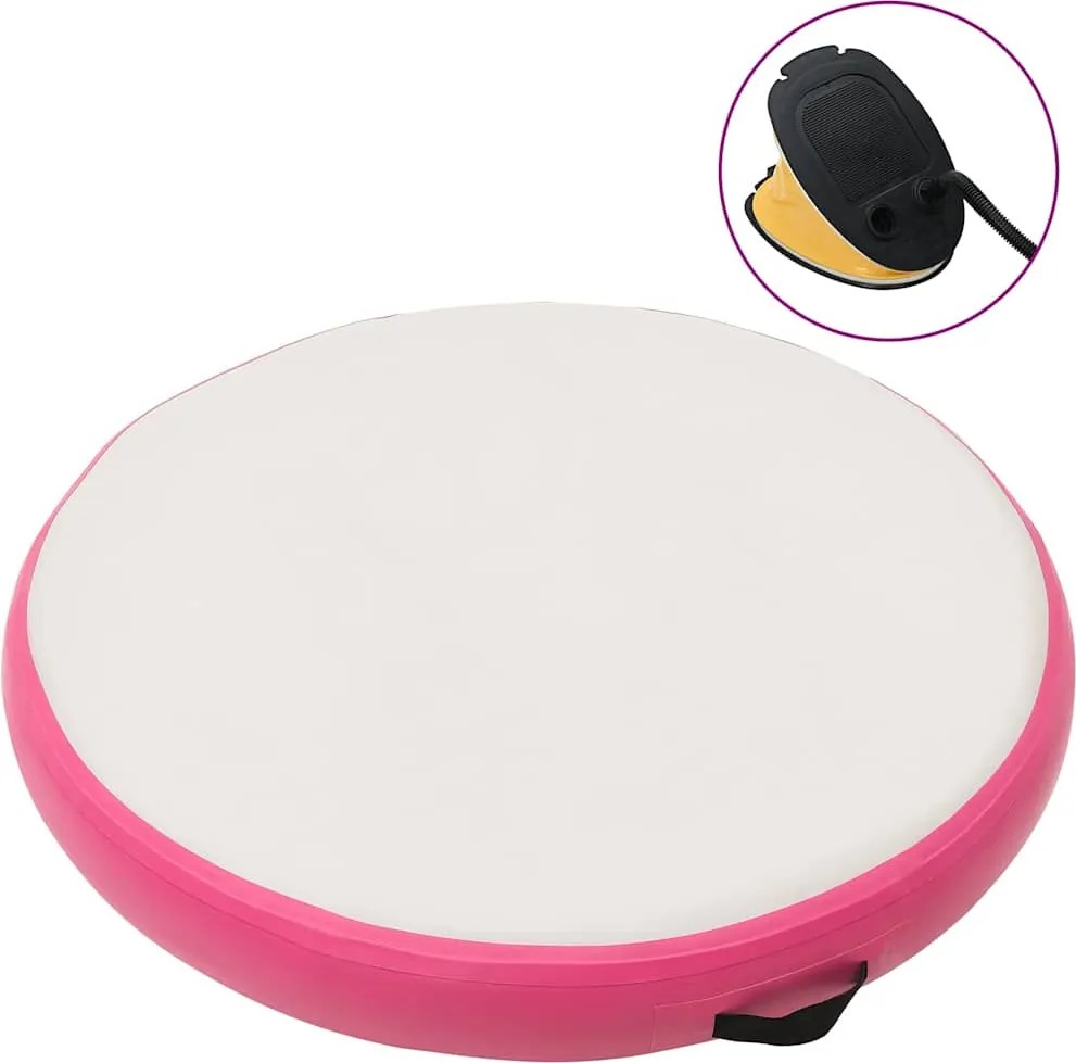 vidaXL Tapete de ginástica insuflável com bomba 100x100x20 cm PVC rosa