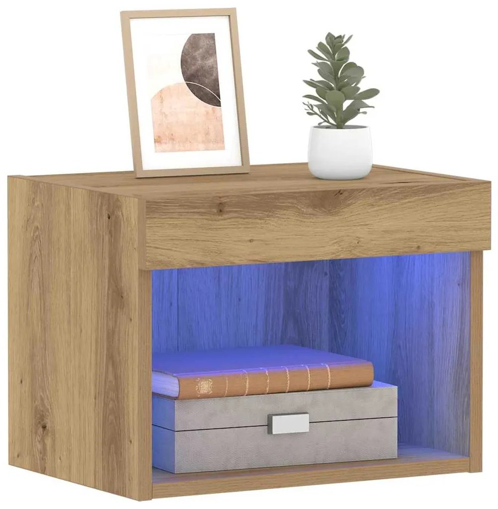 Armários de parede vidaXL com luzes LED 2 pcs Carvalho artesanal 40x30