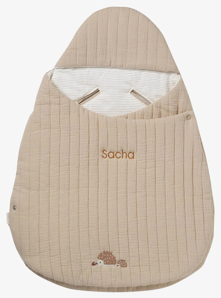 Ninho transformável, em gaze de algodão cappuccino