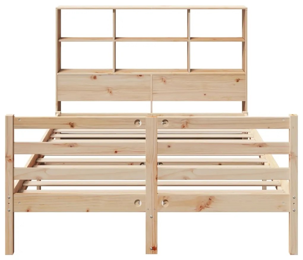 Cama com estante sem colchão 140x190 cm pinho maciço