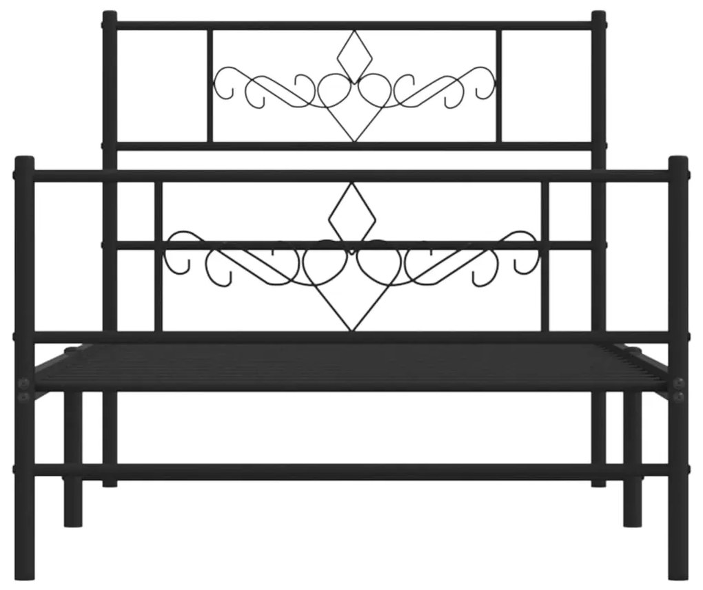 Estrutura de cama com cabeceira e pés 90x200 cm metal preto