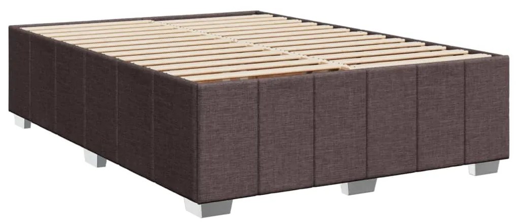 Estrutura de cama sem colchão 160x200 cm tecido castanho-escuro