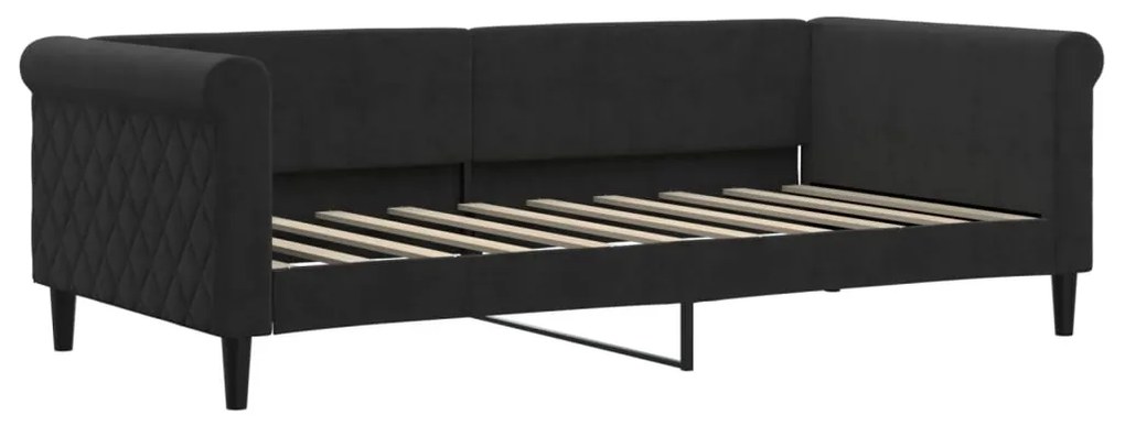 Sofá-cama com colchão 90x190 cm veludo preto