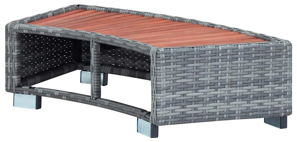 Degrau para spa em vime 92x45x25 cm cinzento