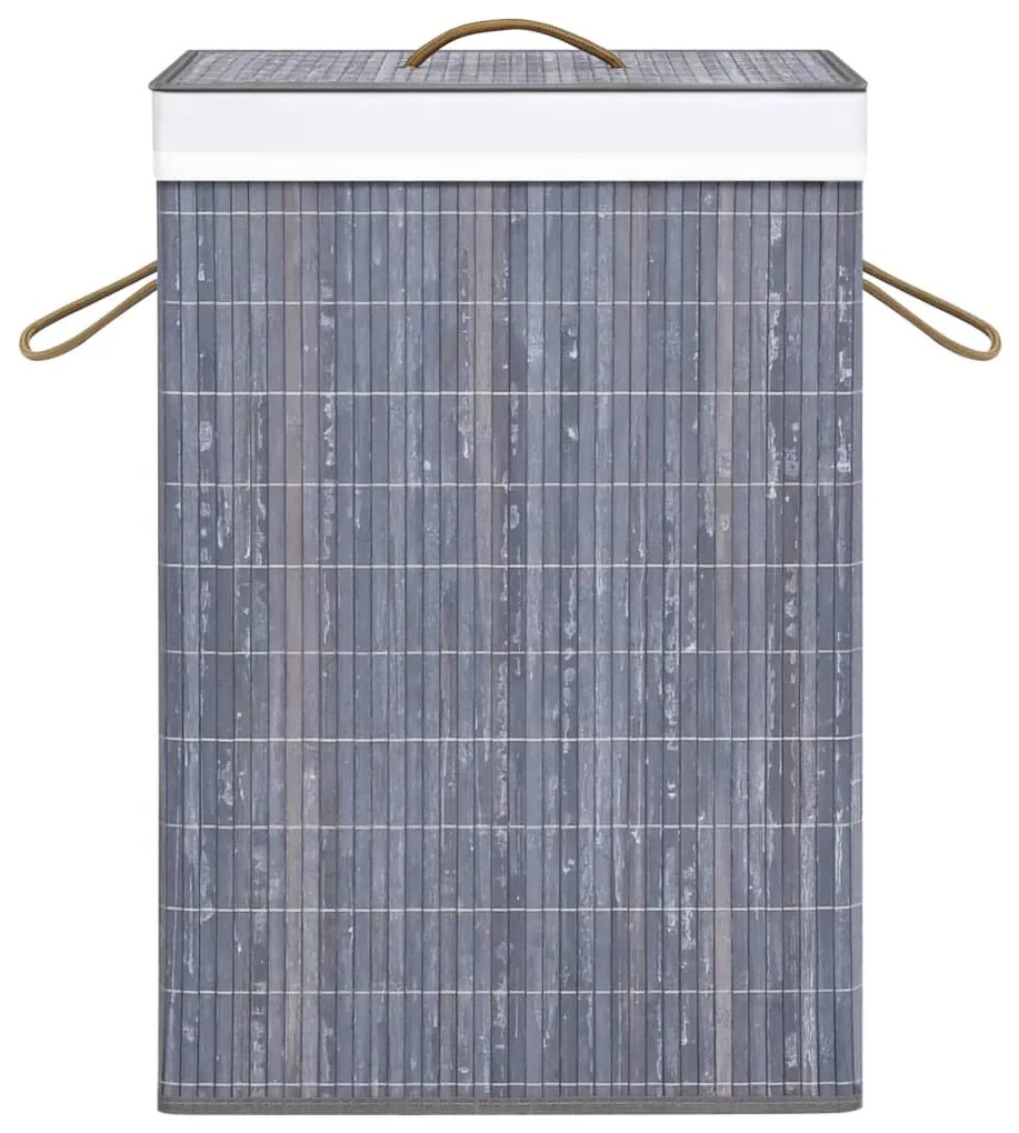 Cesto para roupa suja c/ 2 secções 72 L bambu cinzento