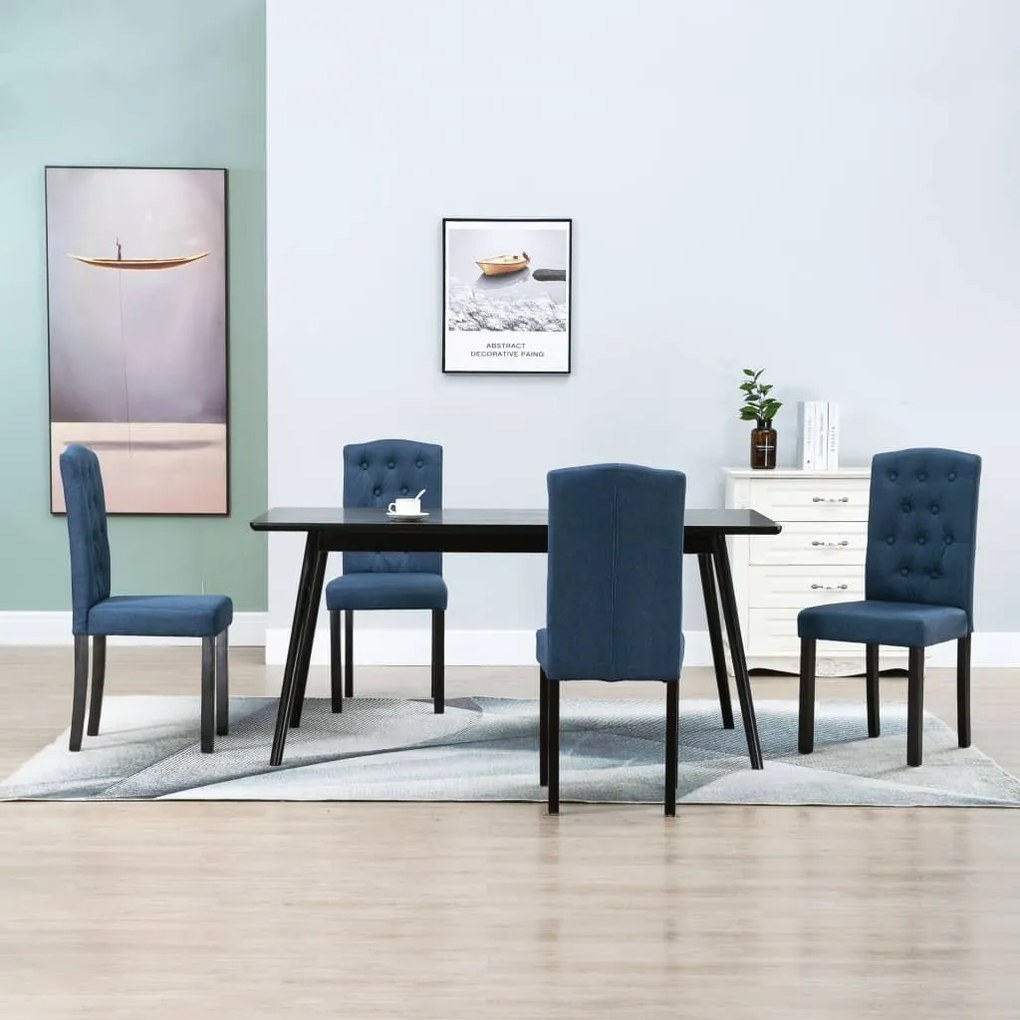 vidaXL Cadeiras de jantar 4 pcs tecido azul