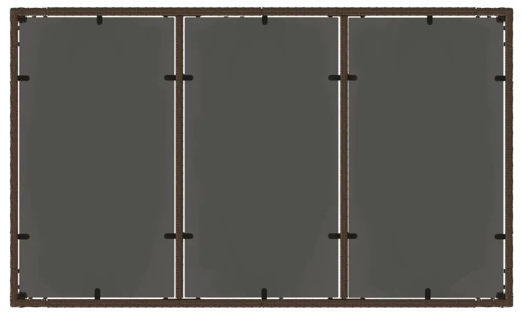Mesa de jardim com tampo de vidro 150x90x75 cm vime PE castanho