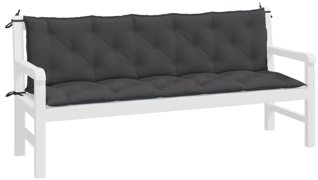Almofadões banco jardim 2pcs 180x50x7cm tecido oxford antracite