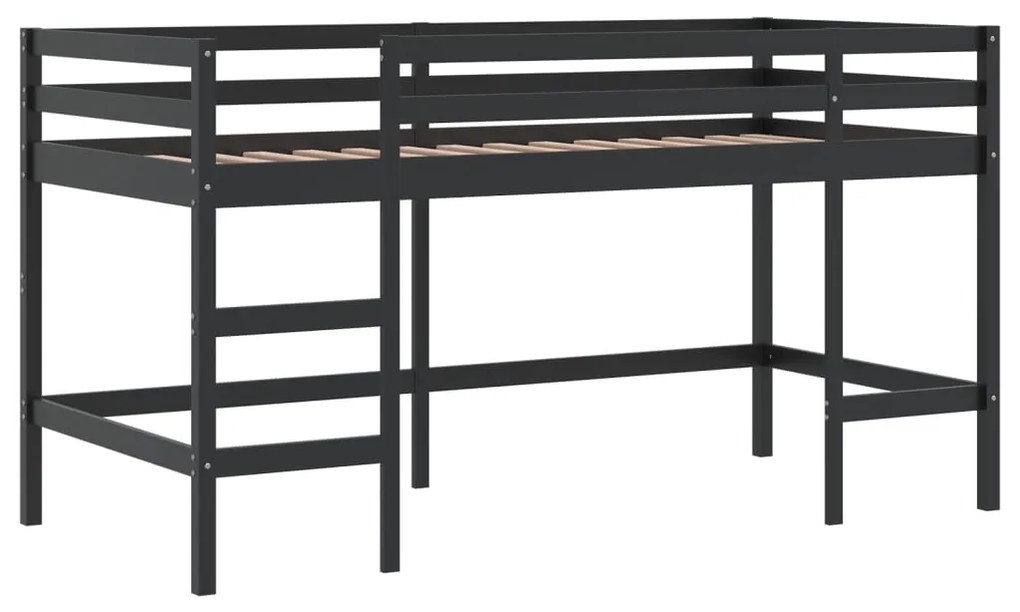 Cama alta criança c/ túnel 90x190 cm pinho maciço branco/preto