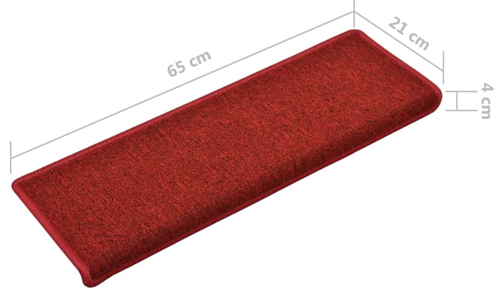 Tapete/carpete para degraus 15 pcs 65x21x4 cm vermelho