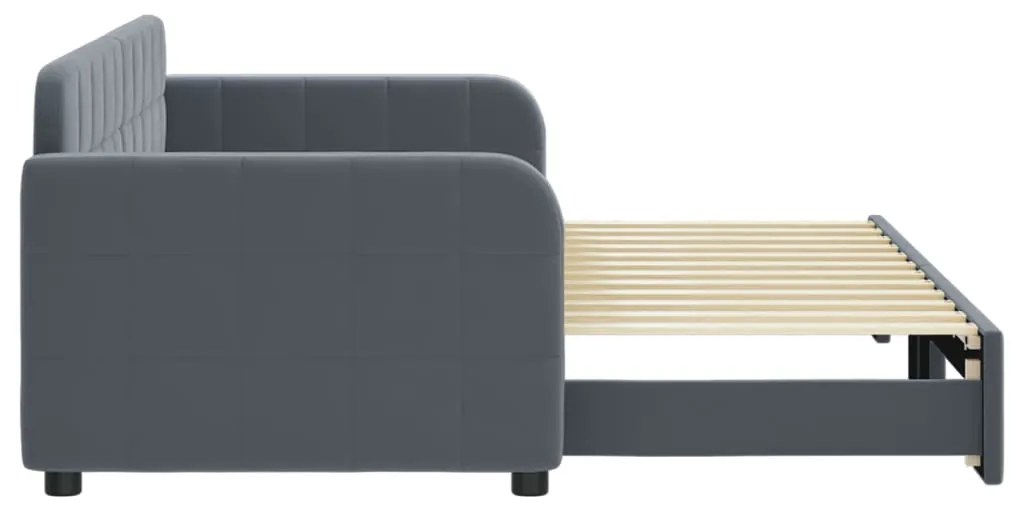 Sofá-cama com gavetão 80x200 cm veludo cinzento-escuro