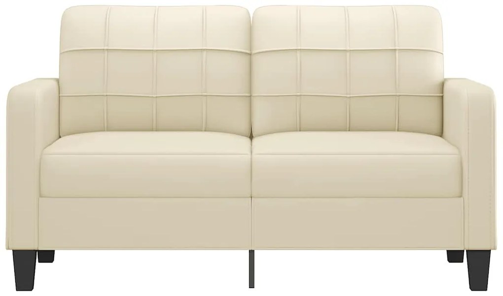 Sofá de 2 lugares 140 cm couro artificial cor creme