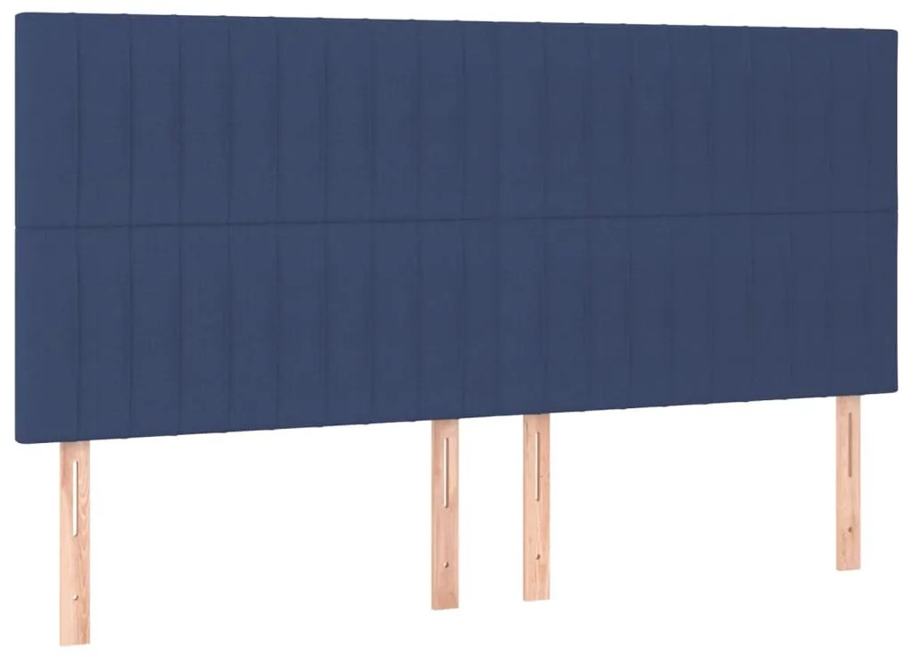 Cabeceira de cama c/ luzes LED tecido 160x5x118/128 cm azul