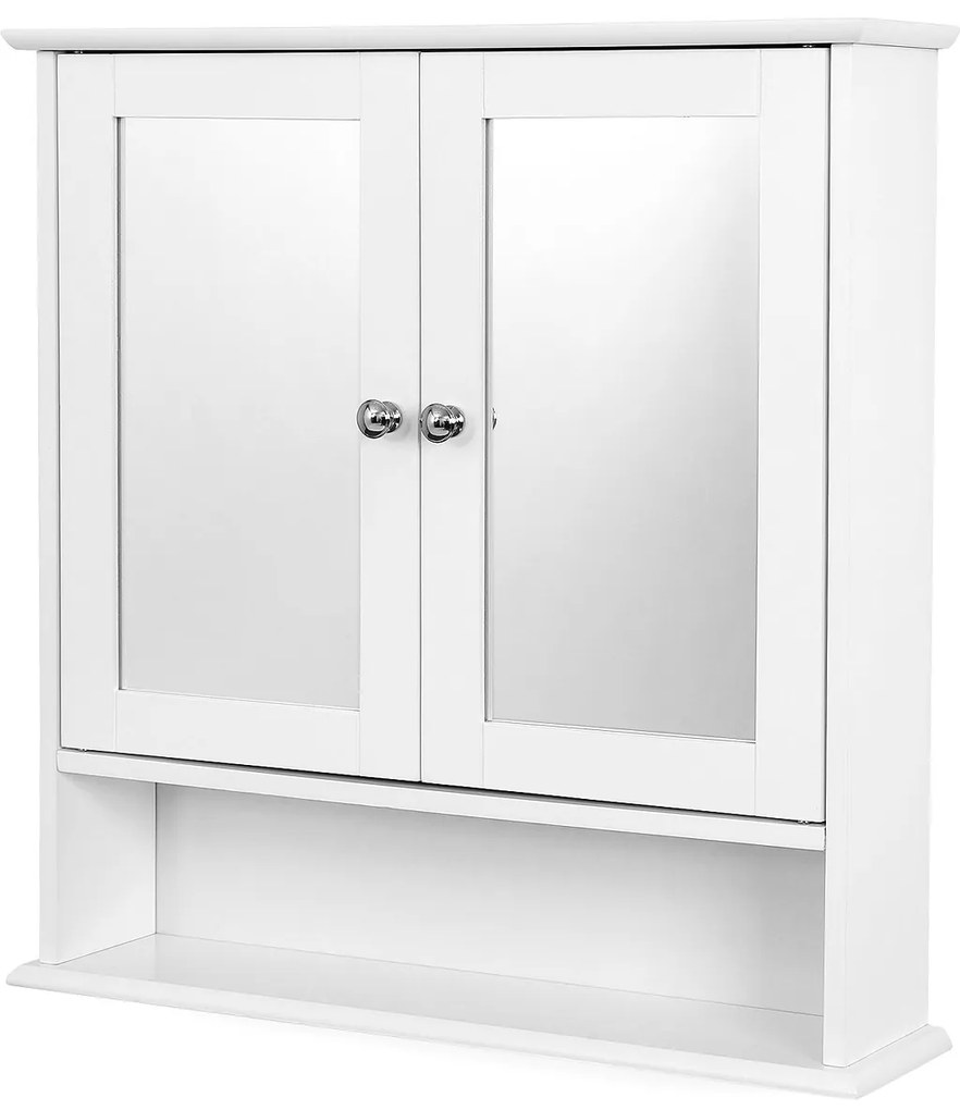 Armário de espelho com porta dupla 56 x 58 x 13 cm branco