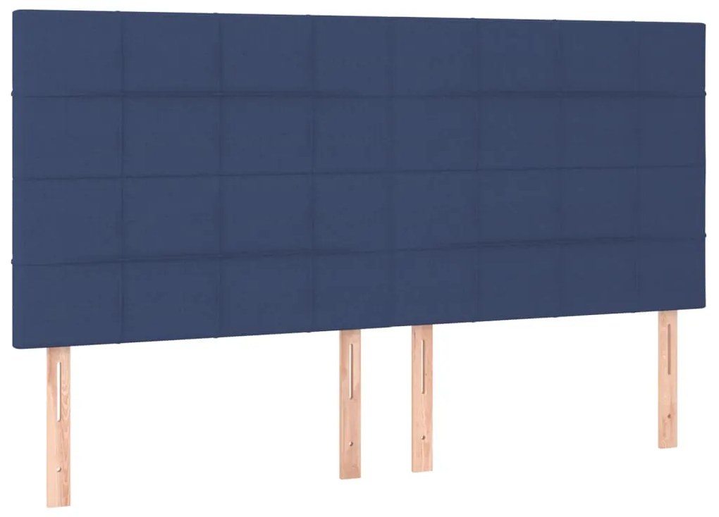 Cabeceira de cama c/ luzes LED tecido 180x5x118/128 cm azul