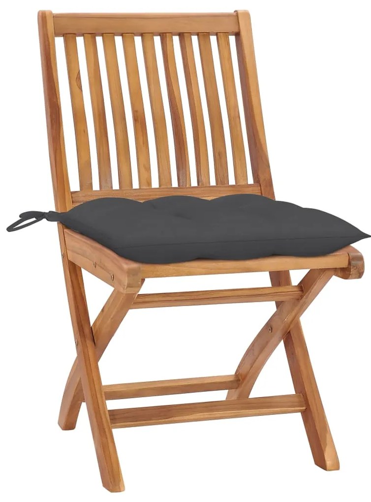 Cadeiras de jardim dobráveis c/ almofadões 8 pcs teca maciça