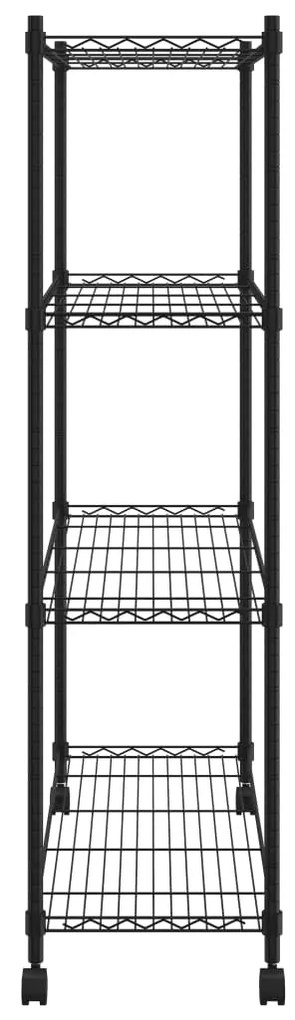 Unidade de 4 prateleiras com rodas 90x35x142 cm 200 Kg preto